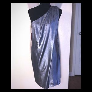 Vince Camuto One Shoulder Silver Dress